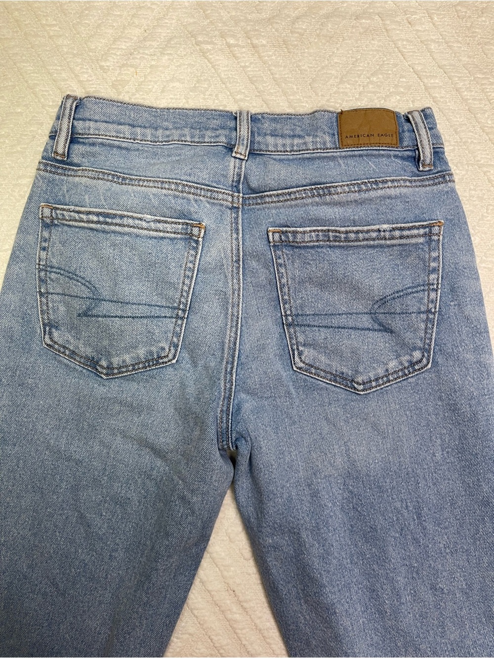 American Eagle Super High-Rise Straight Jeans Light Wash Stretch Size 0 - Picture 7 of 15